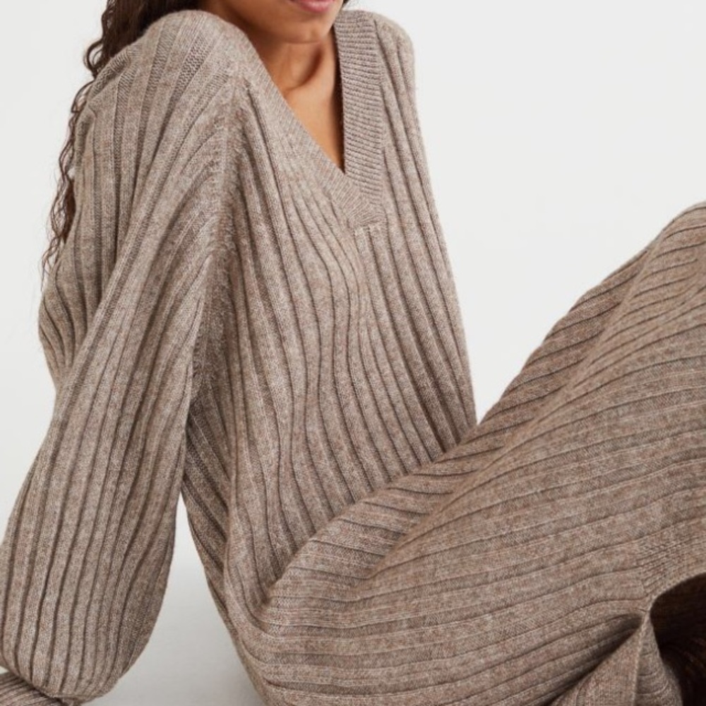 H&M beige melange rib-knit dress NWT Size XXL - Picture 1 of 5